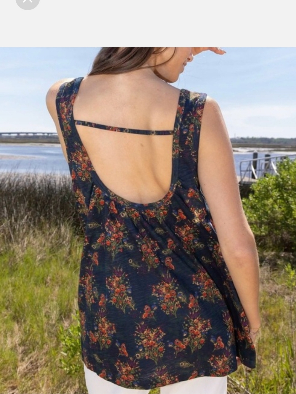 Natural Life Floral Cotton Spirit Tank Top